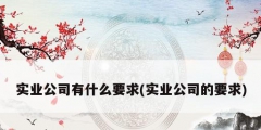 实业公司有什么要求(实业公司的要求)