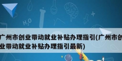 广州市创业带动就业补贴办理指引(广州市创业带动就业补贴办理指引最新)