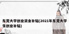 东莞大学创业资金补贴(2021年东莞大学生创业补贴)