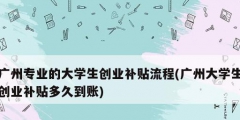 广州专业的大学生创业补贴流程(广州大学生创业补贴多久到账)