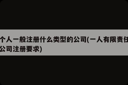 个人一般注册什么类型的公司(一人有限责任公司注册要求)