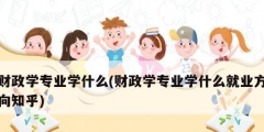 财政学专业学什么(财政学专业学什么就业方向知乎)